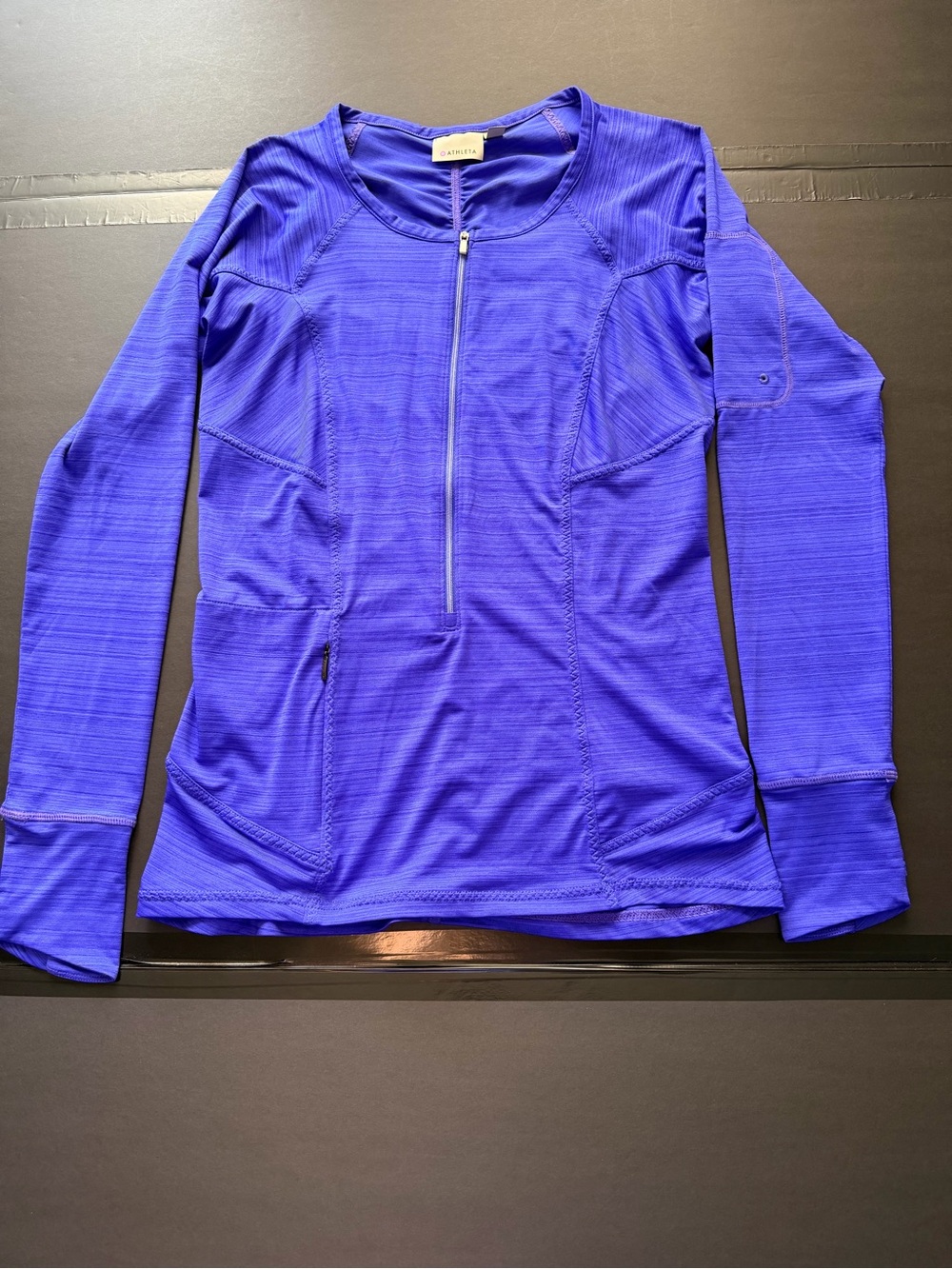 Athleta Pacifica Half Zip Pullover Top Blue Medium M 594399
